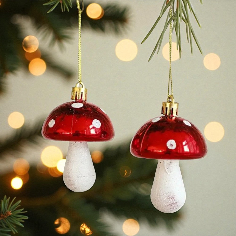 Enfeites Cogumelo Vermelho para Árvore de Natal