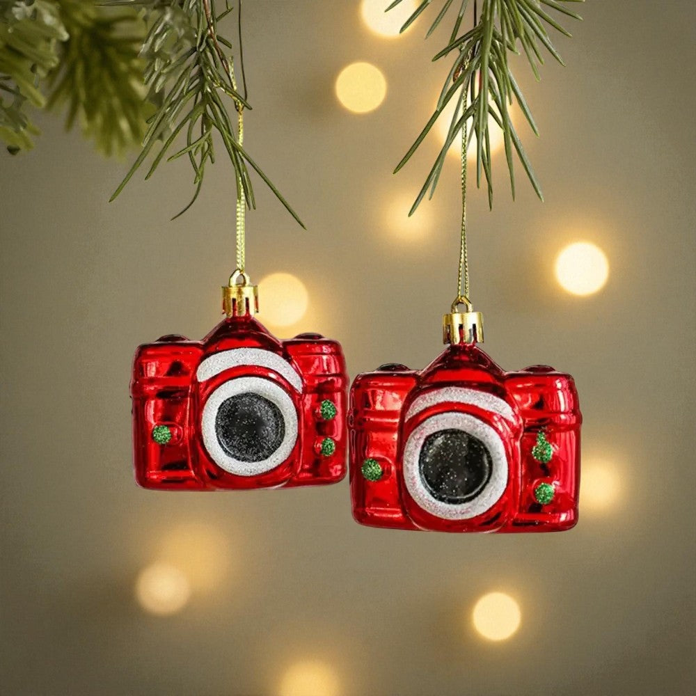 Enfeites Câmara Fotográfica Vermelha de Natal